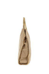 Beige leather tote bag with gold-tone chain handles and trim stella mccartney women’s borsa falabella fold over