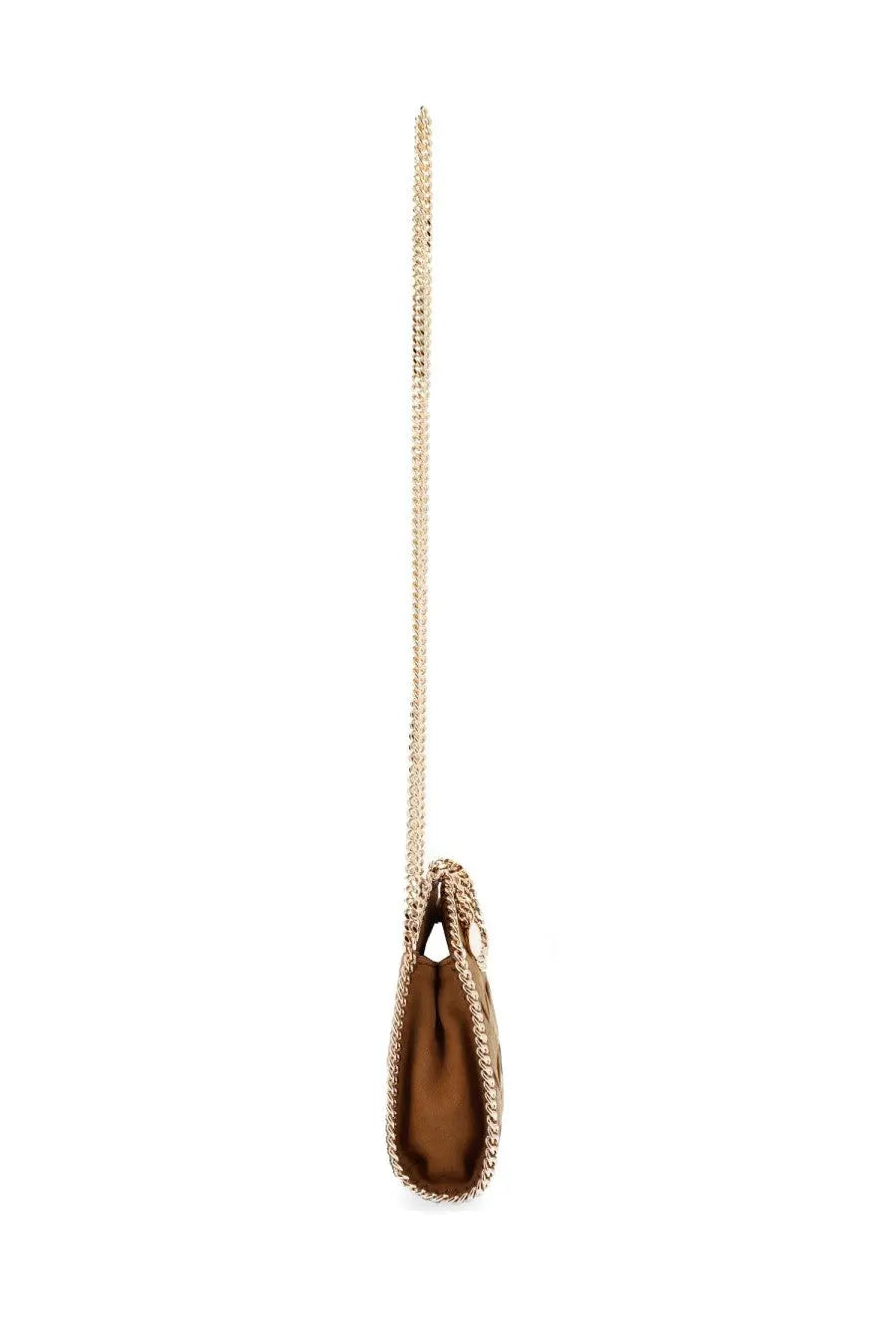 Stella McCartney women’s borsa falabella micro brown with gold-tone chain strap and brown leather body with embellished edges