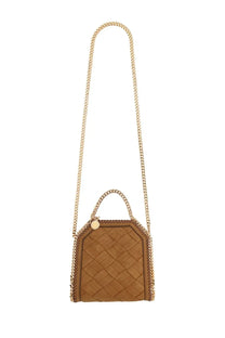 Stella McCartney women’s borsa falabella micro brown tan quilted leather handbag with gold-tone chain strap and handle