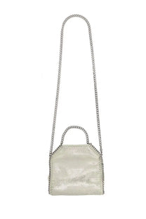 Stella mccartney women’s borsa falabella micro silver bag with a shimmering textured body and silver metallic chain strap and handle