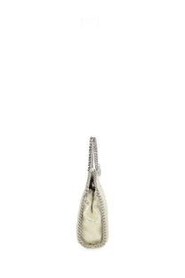 Stella McCartney women’s borsa falabella micro silver chain-link shoulder bag with sleek minimalist design and soft leather texture