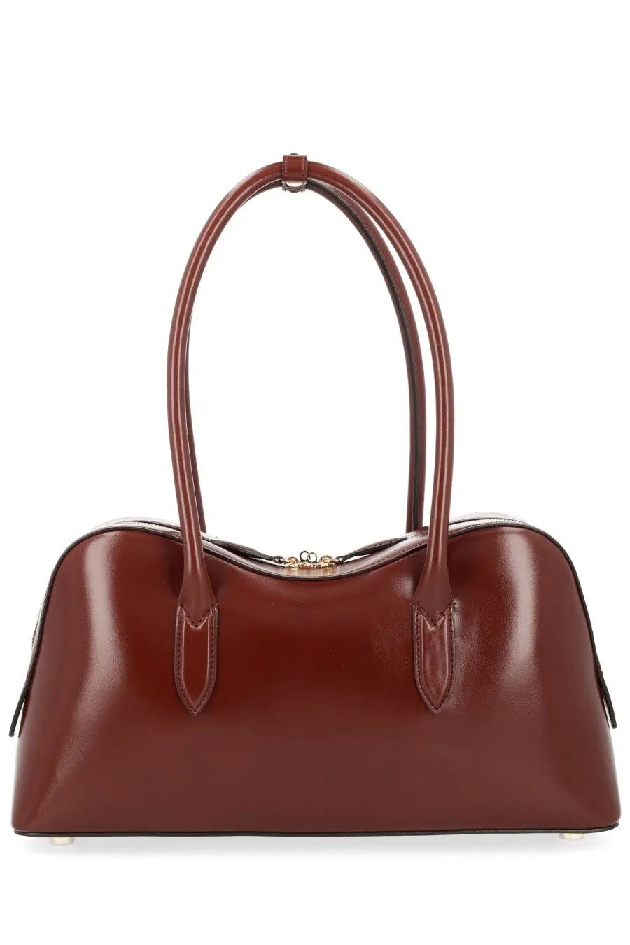 A sleek burgundy leather stella mccartney womens borsa spalla ryder medium handbag with curved top handles