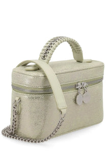 Stella McCartney women’s borsa vanity falabella silver metallic silver glittery handbag with braided handle and chain strap