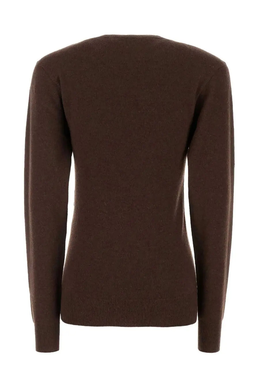 Stella McCartney women’s brown solid cashmere sweater with classic crew neck and ribbed cuffs