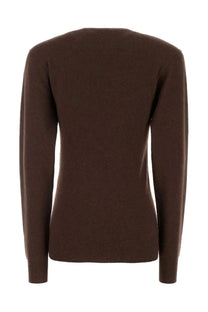 Stella McCartney women’s brown solid cashmere sweater with classic crew neck and ribbed cuffs