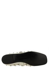 Stella McCartney women’s dancer ryder white leather boot with silver-toned studs and black rubber outsole