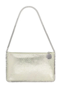 Stella McCartney women’s falabella bag silver with metallic silver chain embellishments and a shimmering textured surface
