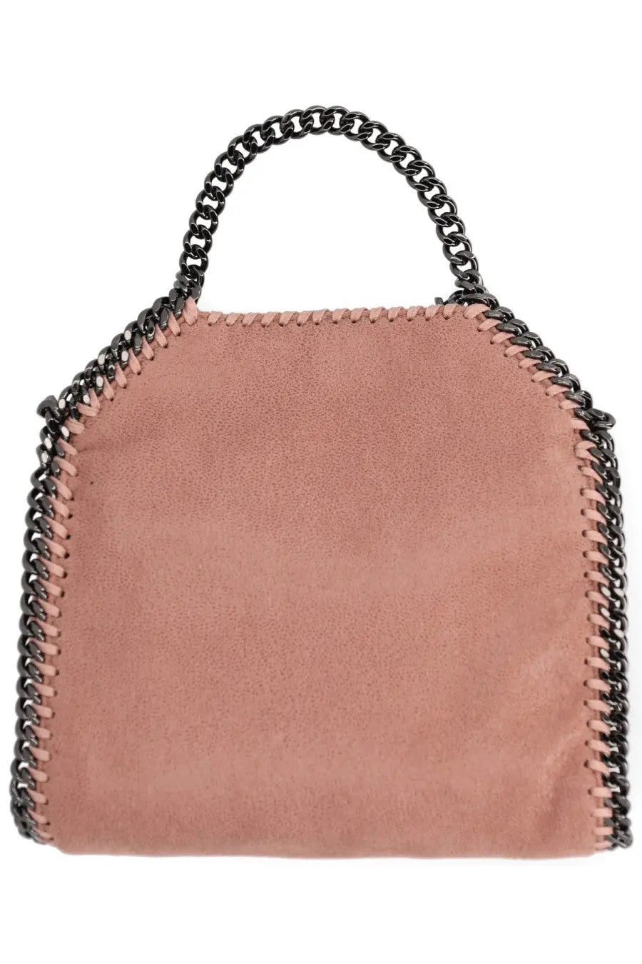 Stella McCartney women’s falabella micro bag in dusty rose suede with black chain handles and trim