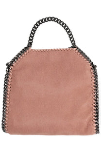 Stella McCartney women’s falabella micro bag in dusty rose suede with black chain handles and trim