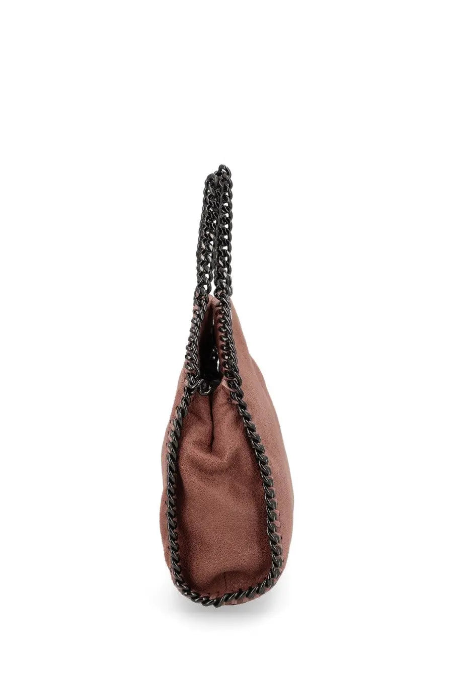 Stella McCartney women’s falabella micro bag in taupe suede with black chain strap brown handbag