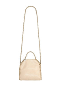 Beige leather stella mccartney falabella mini crossbody bag with silver chain strap and hand-stitched detailing