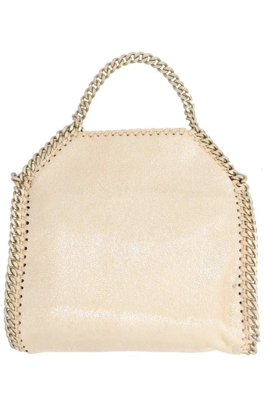 Stella McCartney women’s falabella micro bag cream textured leather with distinctive gold chain-link trim and handle