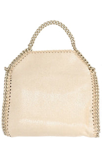 Stella McCartney women’s falabella micro bag cream textured leather with distinctive gold chain-link trim and handle