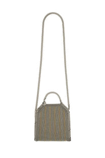 Stella mccartney women’s falabella micro tote bag grey with gray and beige stripes and silver chain strap