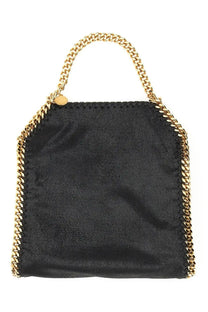 Stella McCartney women’s falabella mini bag in black suede with gold-tone chain handles and detailed stitching