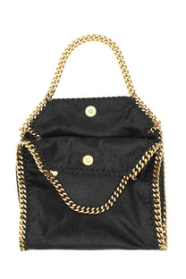 Stella McCartney women’s falabella mini bag in black suede with gold-tone chain handles and hardware