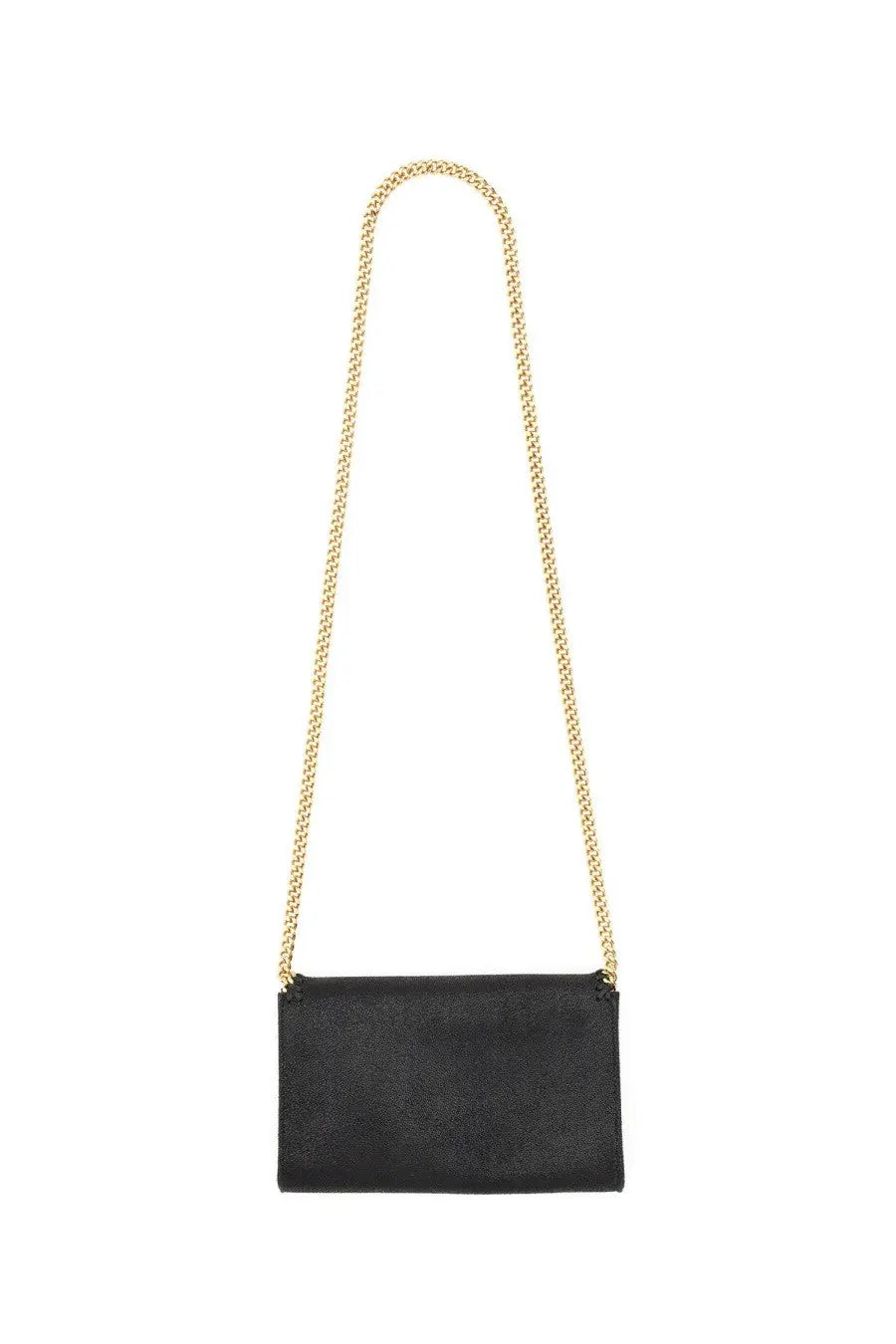 Stella McCartney women’s falabella mini bag black textured leather crossbody with gold-tone chain strap