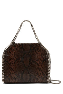 Stella mccartney women’s falabella mini bag in brown brown snake-print with silver chain straps