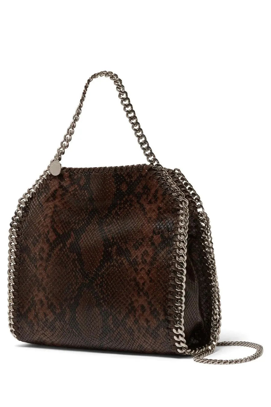 Stella McCartney women’s Falabella mini bag brown brown snake-print leather with silver-toned chain strap