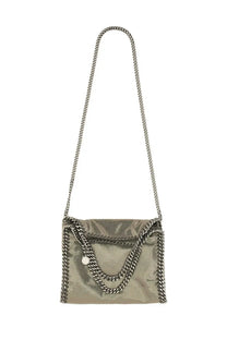 Stella McCartney women’s falabella mini bag grey with metallic olive green falabella chain strap and silver hardware