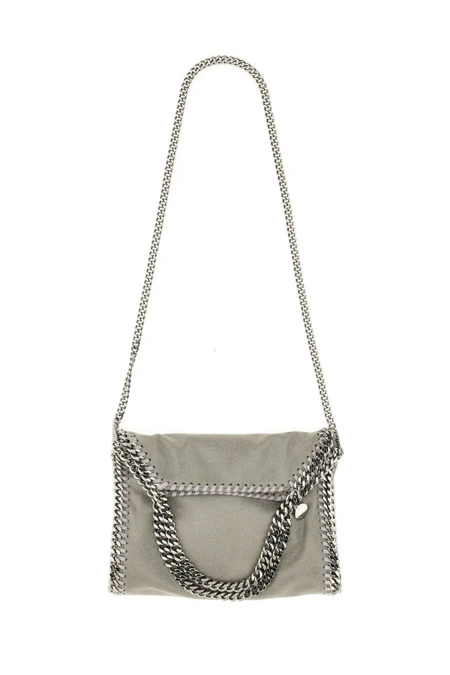 Stella McCartney women’s grey falabella mini tote bag with gray leather and signature chain strap crossbody design