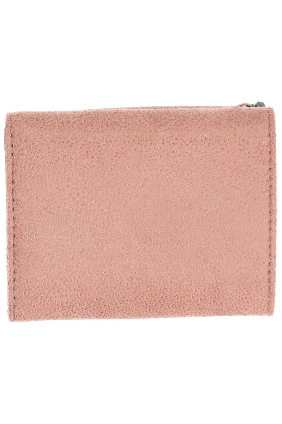 Stella McCartney women’s falabella wallet in soft pink suede with zip closure and neat edge stitching
