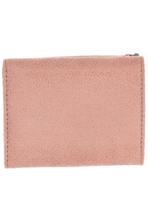 Stella McCartney women’s falabella wallet in soft pink suede with zip closure and neat edge stitching