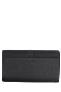 Stella McCartney women’s flap Ryder bag black made of textured leather with minimalist design and central strap closure