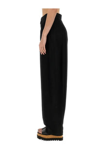 Stella McCartney women’s high waist pants in black with smooth flowing fabric and wide-leg silhouette
