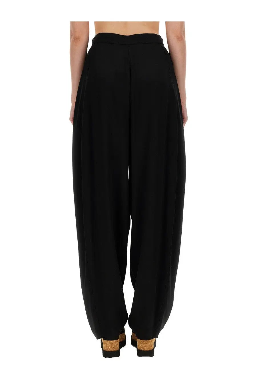 Stella McCartney women’s high waist black wide-leg trousers made of soft flowing fabric