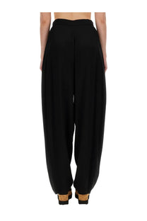 Stella McCartney women’s high waist black wide-leg trousers made of soft flowing fabric