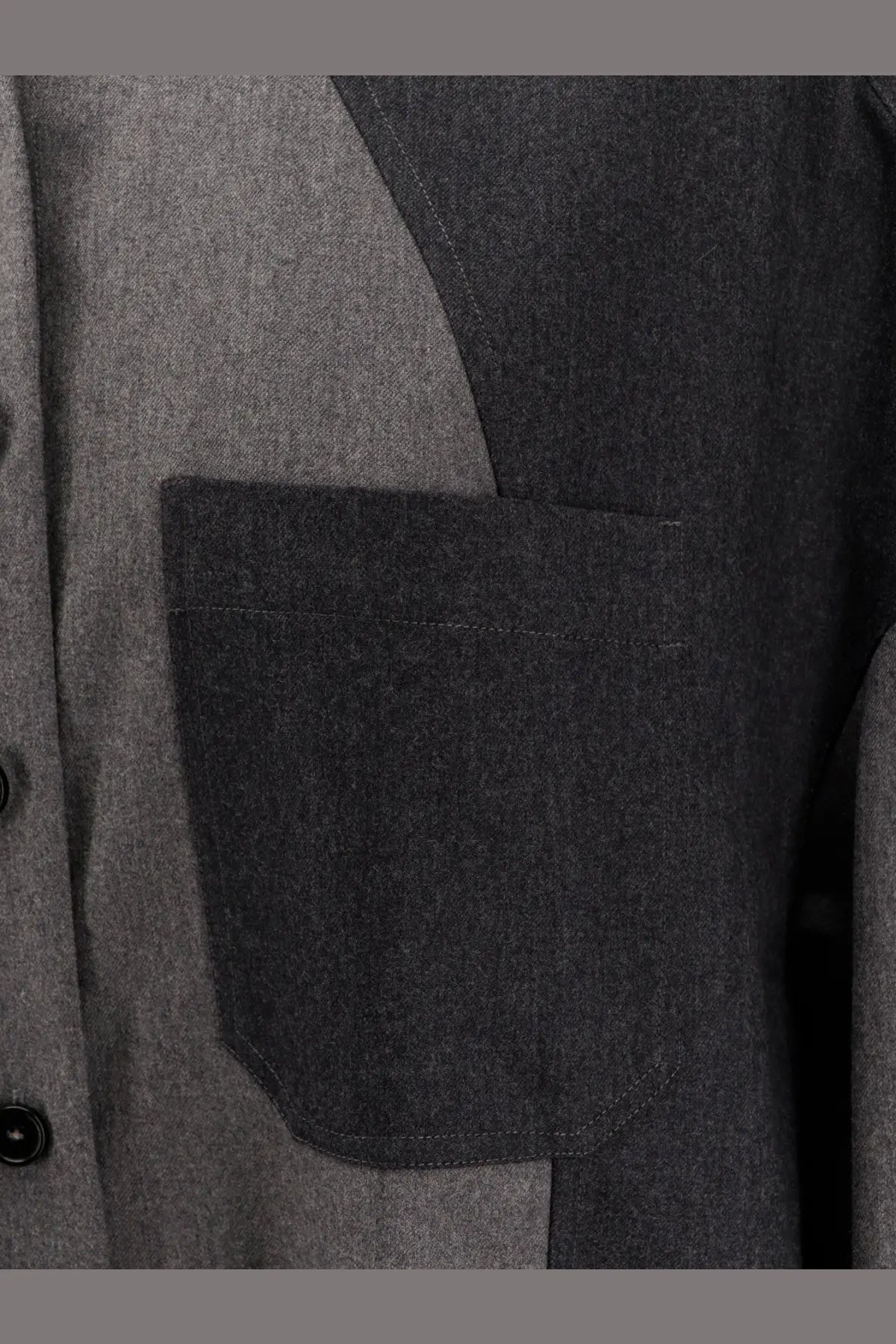 Stella mccartney women’s oversize wool shirt grey with dark gray woolen patch pocket and subtle textured weave