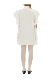 Stella McCartney women’s white poplin oversized shirt dress with short flutter sleeves and a collar