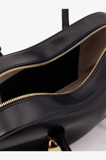 Black leather Stella McCartney stella ryder medium vegan leather shoulder bag with gold-tone zipper and hardware