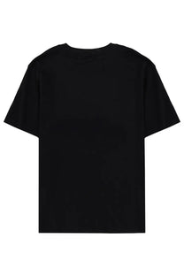 Black short-sleeved Stella McCartney women’s shirt with simple crew neck design, perfect for casual wear