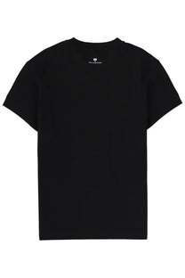 Black short-sleeved shirt by Stella McCartney with a small white logo at the neckline