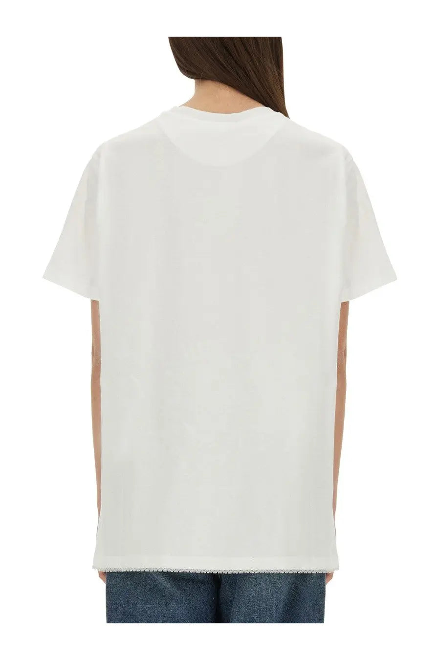 White cotton t-shirt with crew neck and short sleeves from Stella McCartney women’s shirt collection