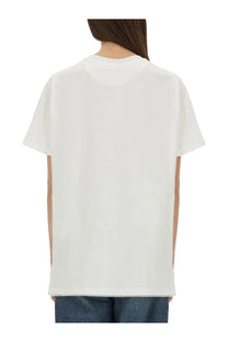 White cotton t-shirt with crew neck and short sleeves from Stella McCartney women’s shirt collection