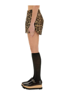 Stella McCartney women’s leopard-print high-waisted flared mini skirt made from smooth fabric multicolor shorts