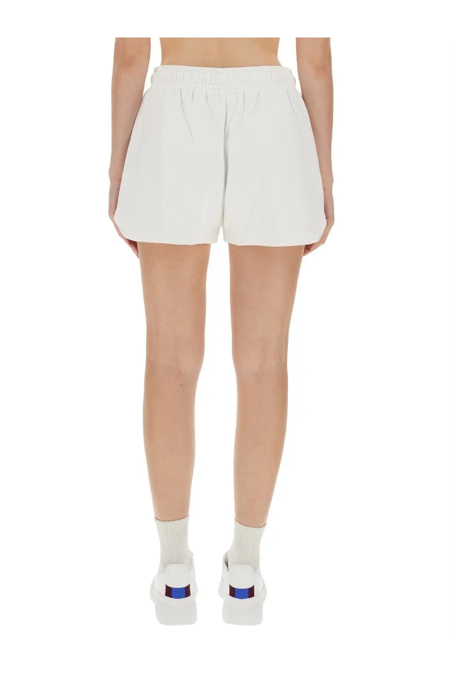 Stella mccartney women’s white cotton shorts with elastic waistband and relaxed straight-leg cut