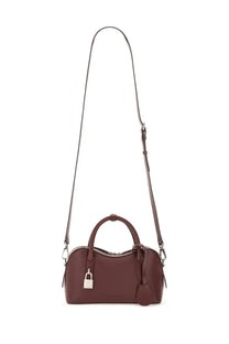 Stella McCartney women’s shoulder bag Ryder red burgundy leather satchel with silver padlock clasp and shoulder strap