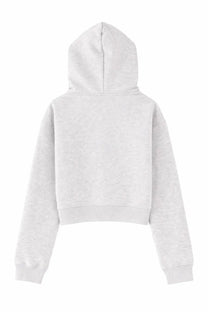 Stella mccartney women’s grey soft heathered white cropped hoodie with relaxed fit and ribbed cuffs