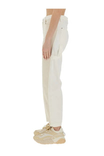 Stella McCartney women’s utility jeans in cream high-rise straight-leg design with a clean minimalist style