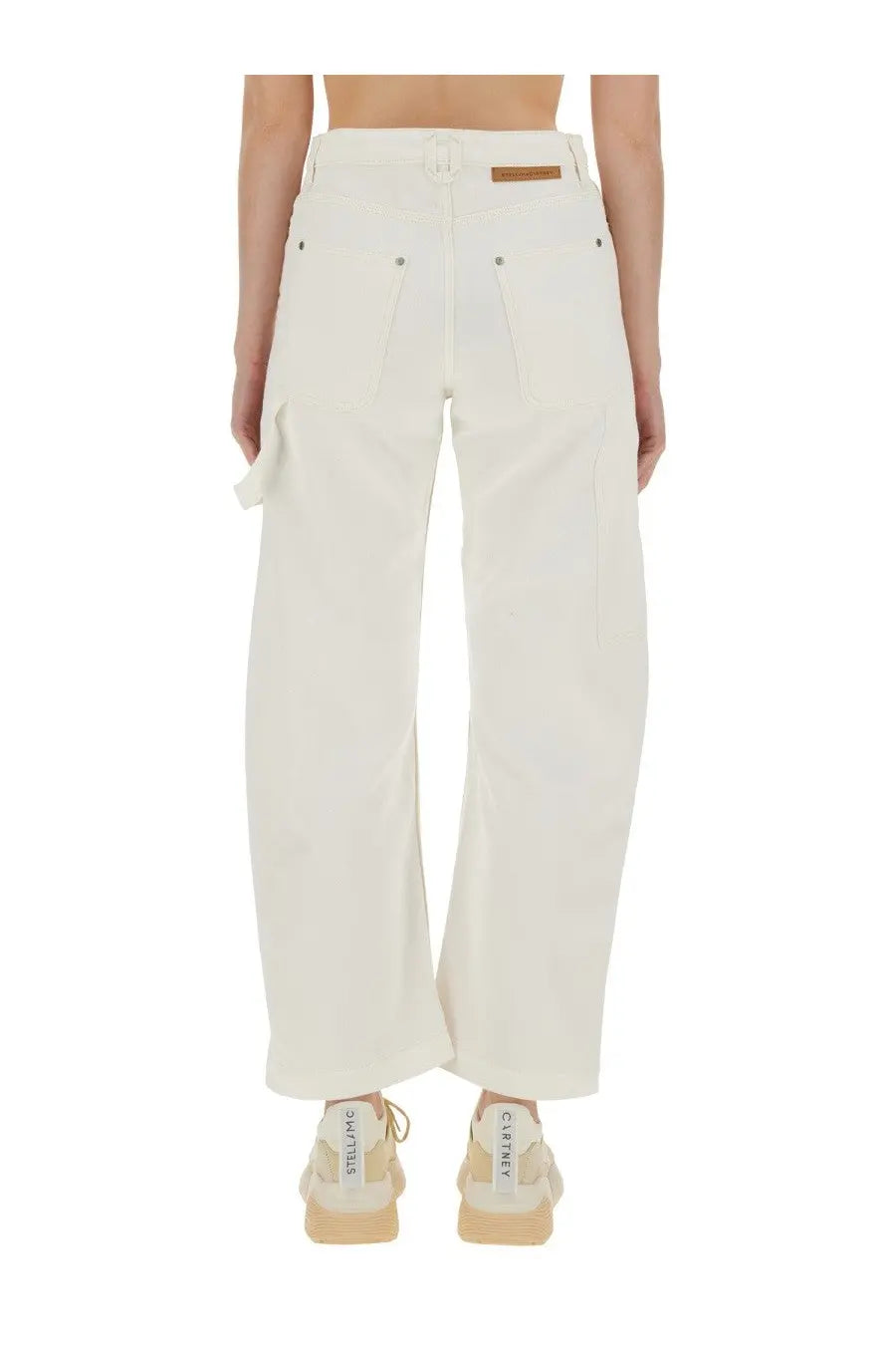 Stella mccartney women’s utility jeans white cream-colored wide-leg cargo pants with relaxed fit and subtle stitching details