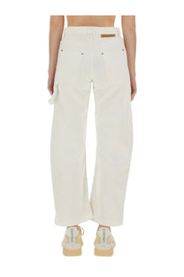 Stella mccartney women’s utility jeans white cream-colored wide-leg cargo pants with relaxed fit and subtle stitching details