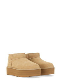 UGG Women's Stivale Classic Ultra Mini Con Plateau Beige