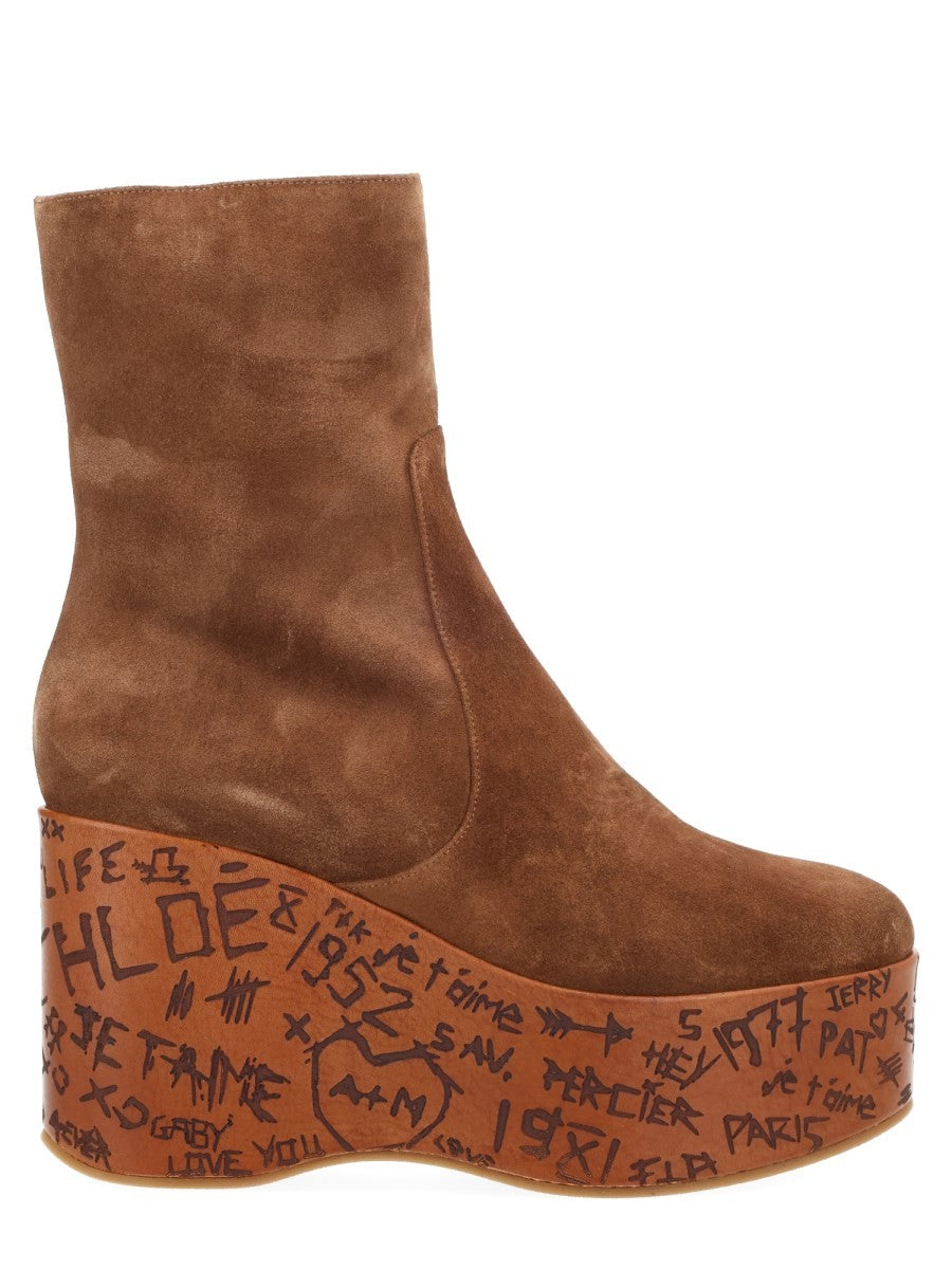 Chloé Women's Stivaletto Con Zeppa Maxime Brown