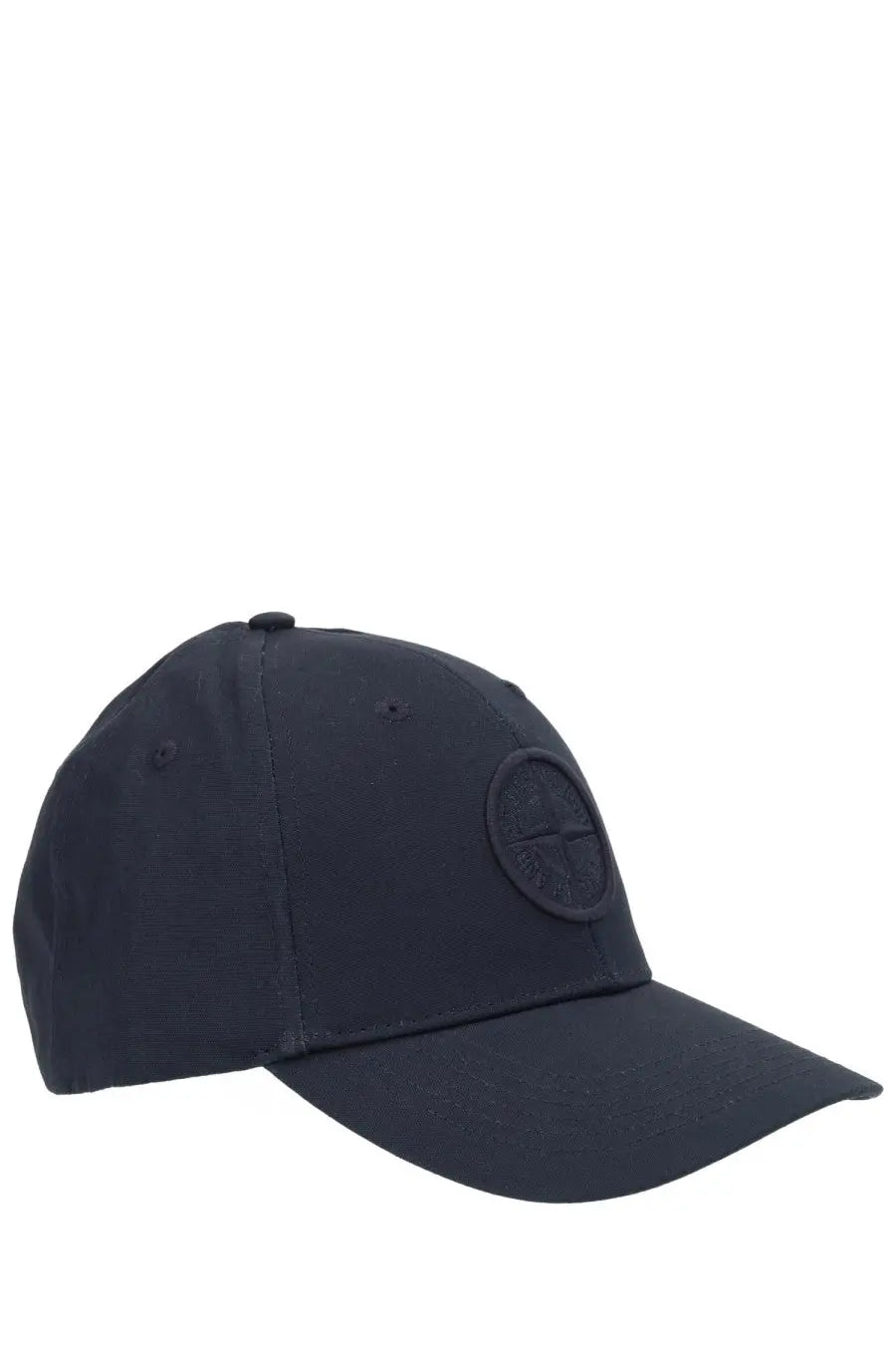 Stone island men’s blue baseball hat with dark navy color and subtle embroidered logo on front panel
