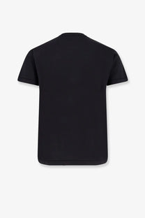 Stone Island men’s black cotton shirt featuring a simple crew neck and short sleeves shown from the front
