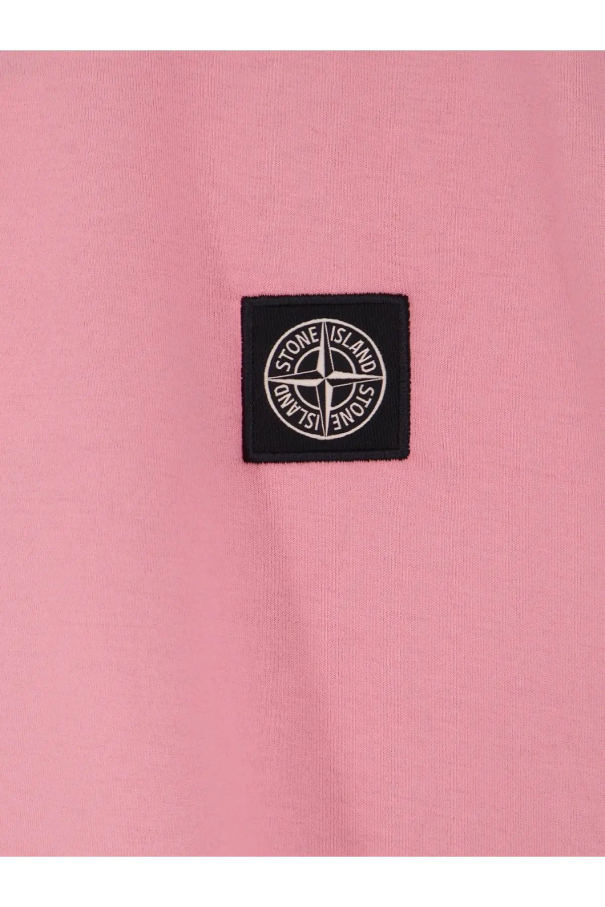 Pink stone island logo patch on soft cotton fabric of stone island men’s cotton shirt pink